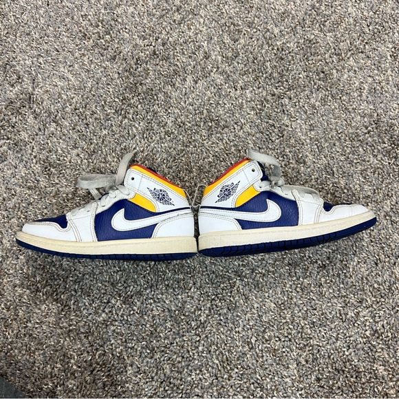 Nike air Jordan 1 mid toddler 11c white royal blue orange sneakers streetwear - Picture 2 of 7